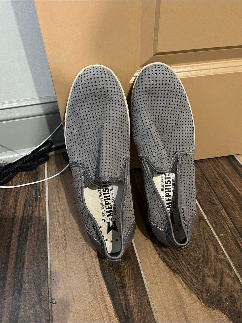 Mephisto Men’s Grey Perforated Slip-On Loafers